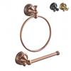 Conjunto de Argola para Toalha e Porta-Papel Higiênico de Cobre Vermelho, Bronze com Acabamento a Óleo, Ferragens Vintage para Banheiro Montadas na Parede