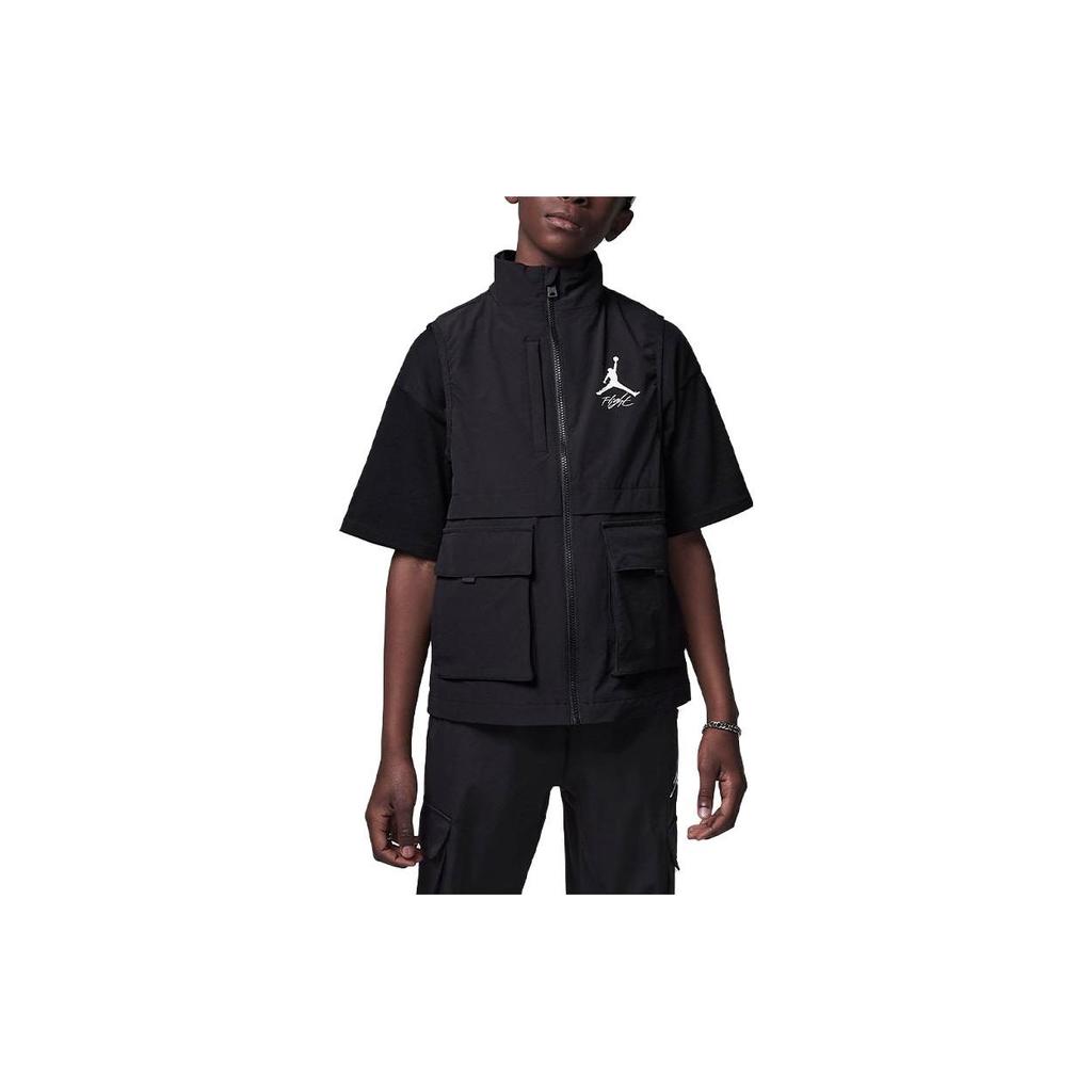 Jordan Flight Solid Color Multi-Pocket Work Vest Kids Vests Black FV3154-010