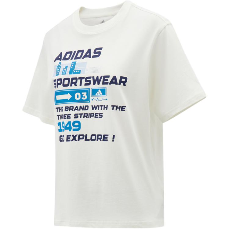 Adidas Letter Print Round Neck Pullover Short Sleeve T-Shirt Kids tops KY8360
