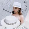 JYL DIY Rhinestone Straw Hat Wide Brim Sun Protection Woven Straw