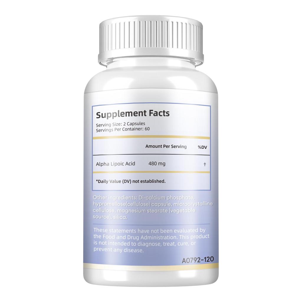 Alpha-lipoic acid capsules, lipoic acid extract, nutritional supplement, suitable for both men and women.