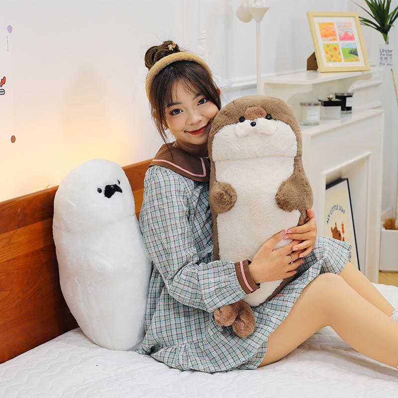 Super Soft Large Sea Otter Plush Pillow - Cute Bed Backrest & Sleeping Toy