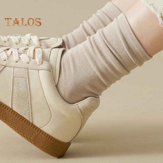 Women's Retro Mid-Calf Socks Warm Crew Socks Solid Color Cozy Stacking Socks No Pilling Soft Long Socks for Fall Winter