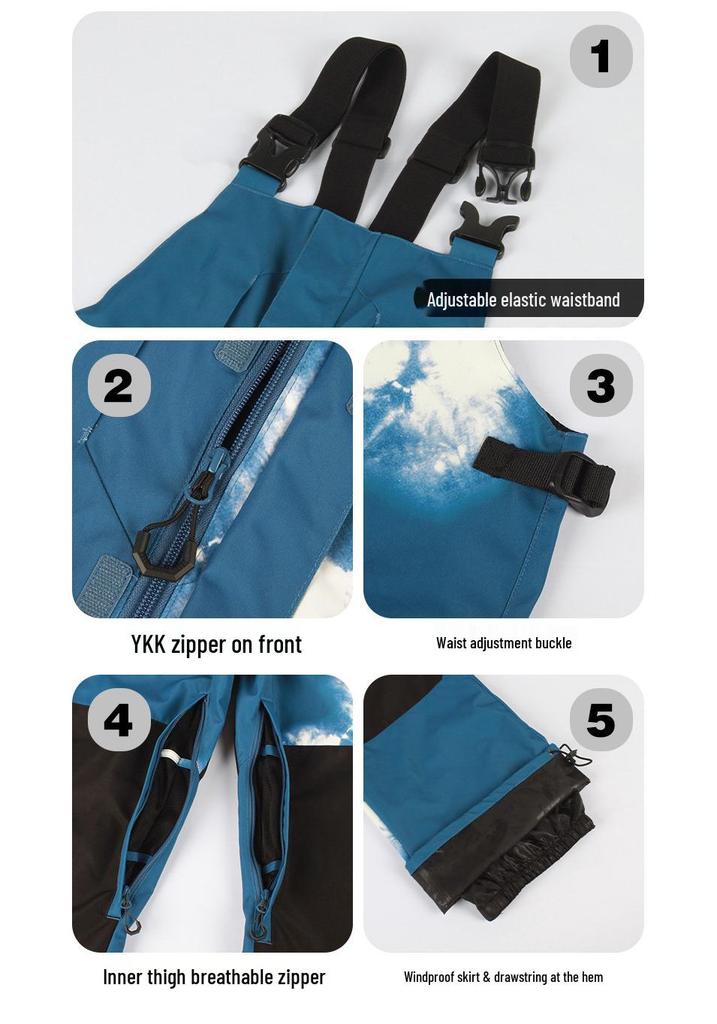 Unisex Waterproof Breathable Ski Bib Pants - Warm, Wear-Resistant Snowboard Suit