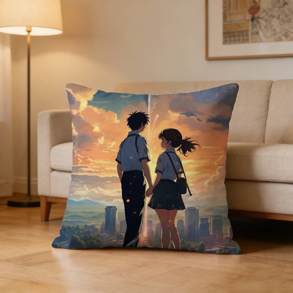 Classic Anime Your Name Pillow Case Pattern Printed Pillowcase For Living Room Sofa Cushion Cover