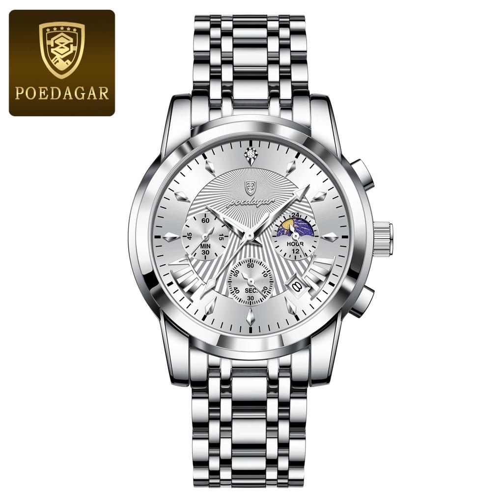 Luxusní pánské náramkové hodinky Vodotěsné luminiscenční hodinky s chronografem pro muže Nerezové pánské Quartz hodinky