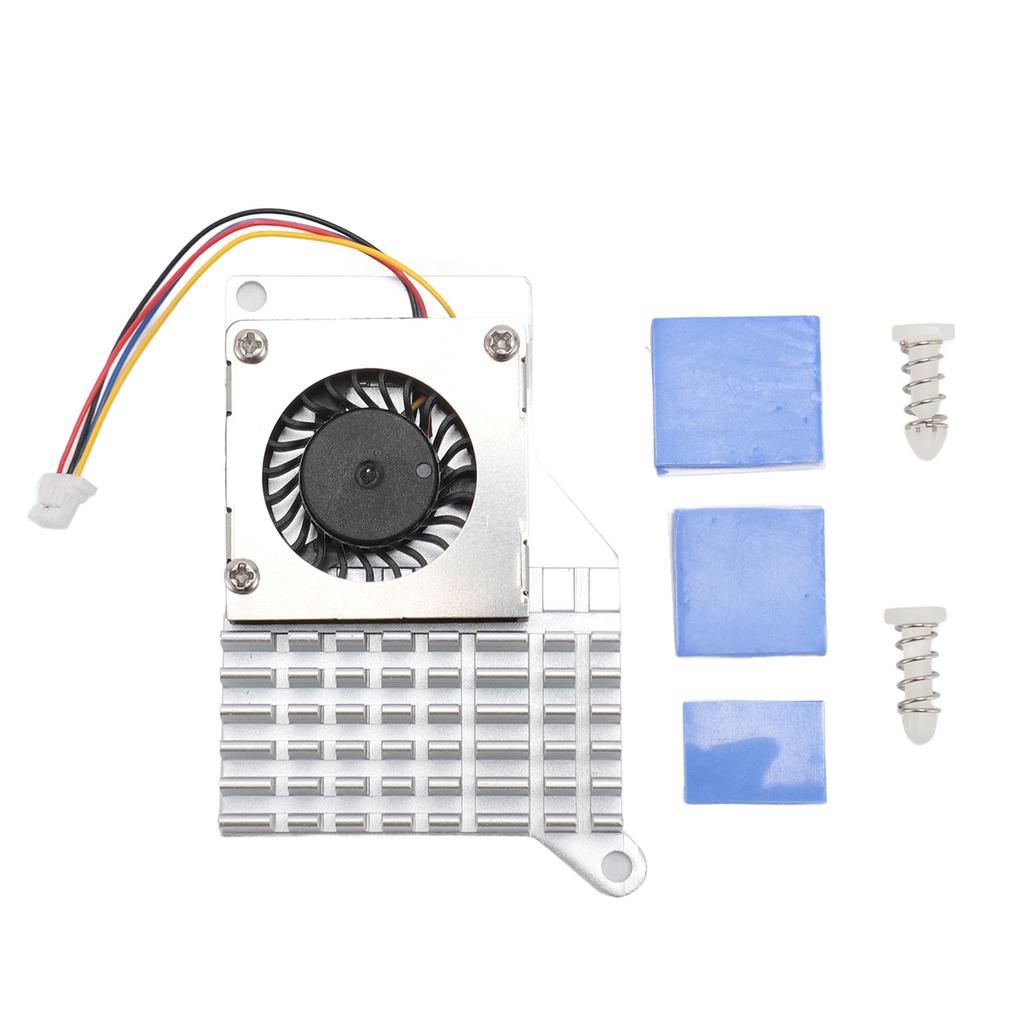For RasPi 5 Active Cooler 4 Pin Connector Steady Running Aluminum Alloy Active Cooling Fan Silver