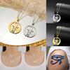 Ancient Egyptian Symbol Horus Eye Pharaoh Protection Amulet Talisman Pendant Necklace Blue Rhinestone Men Women Stainless Steel Chains Jewelry Gifts