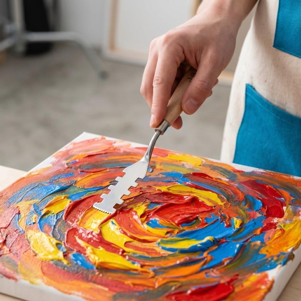 10 PEZZI Coltelli da Pittura in Acciaio Inossidabile Manico in Legno Superficie Liscia Coltelli da Tavolozza in Acciaio Inossidabile Leggeri