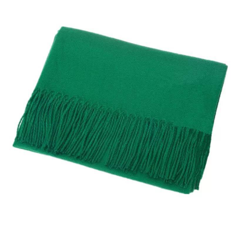 Warm Solid Color Cashmere Wool Scarf Winter Tassel Unisex Shawl Solid Color Scarf for Women
