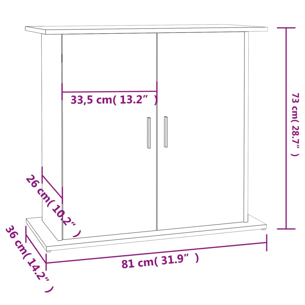 Aquarium Stand Smoked Oak 81 x 36 x 73 cm Engineered Wood