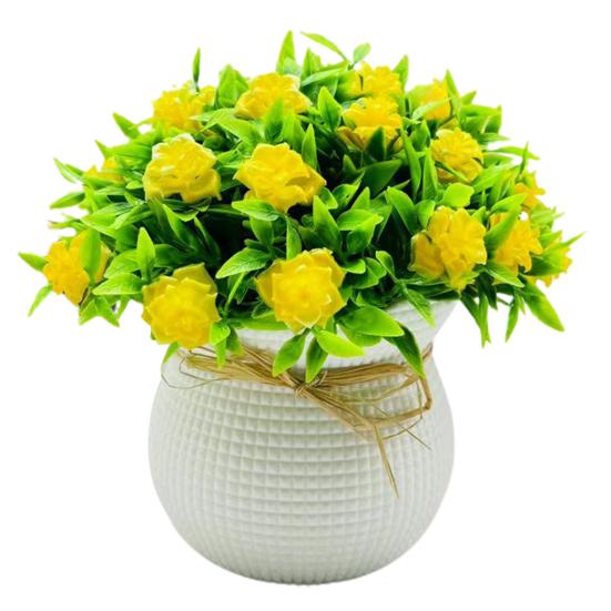 

Искусственные горшечные растения 31 головка цветка для дома, офиса, гостиной, спальни, свадьбы, искусственный цветочный бонсай, украшение для дома и улицы жёлтый