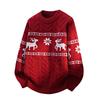Lockerer Verdickter Weihnachts-Elchmuster-Paar-Freizeit-Strickpullover mit langen Ärmeln