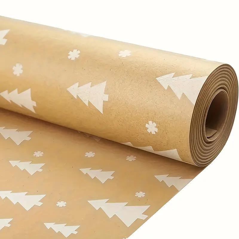 Christmas Gift Wrapping Paper with Snowflake Tree Pattern Paper Roll 16.9"x590" Eco-Friendly Paper Material for Holiday Presents
