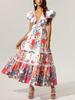 Women's Australian Beach Resort V-Neck Ruffle Sleeveless Printed Backless Dress - Spring 2026