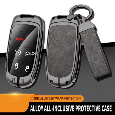 Zinc Alloy Leather Car Key Case Cover for Jeep Grand Cherokee Renegade Fiat Freemont Dodge Charger Challenger Durango Journey