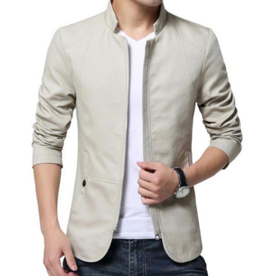 Męska kurtka bomberka w jednolitym kolorze jesienna casualowa dopasowana kurtka zapinana na zamek odzież wierzchnia