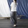 Xi Mo Women's Distressed Washed Cotton Linen Wide-Leg Casual Summer Pants