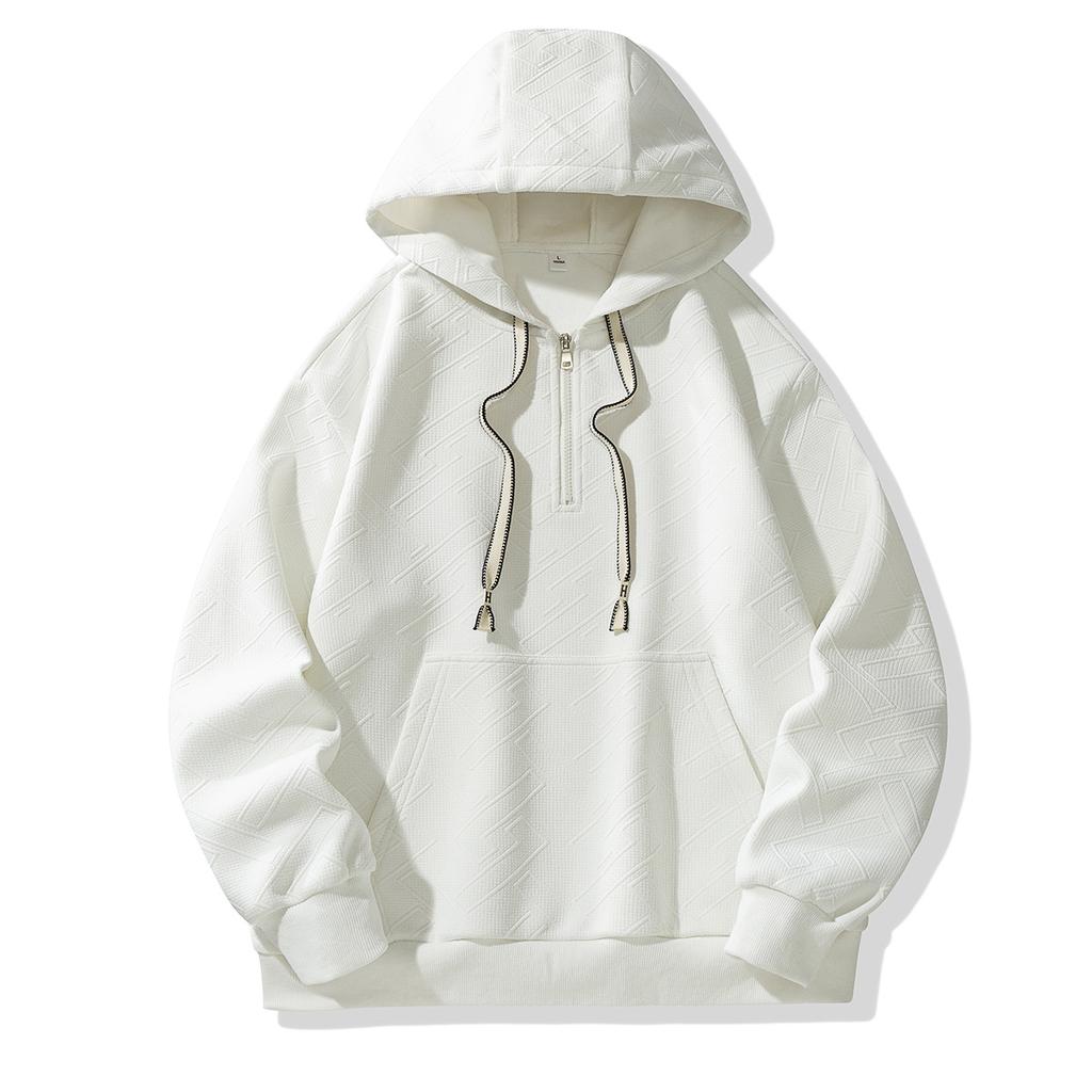 Sweater Men's Hooded Half Zipper Long Sleeve Sweater Men's Autumn Embossed Top Jacket