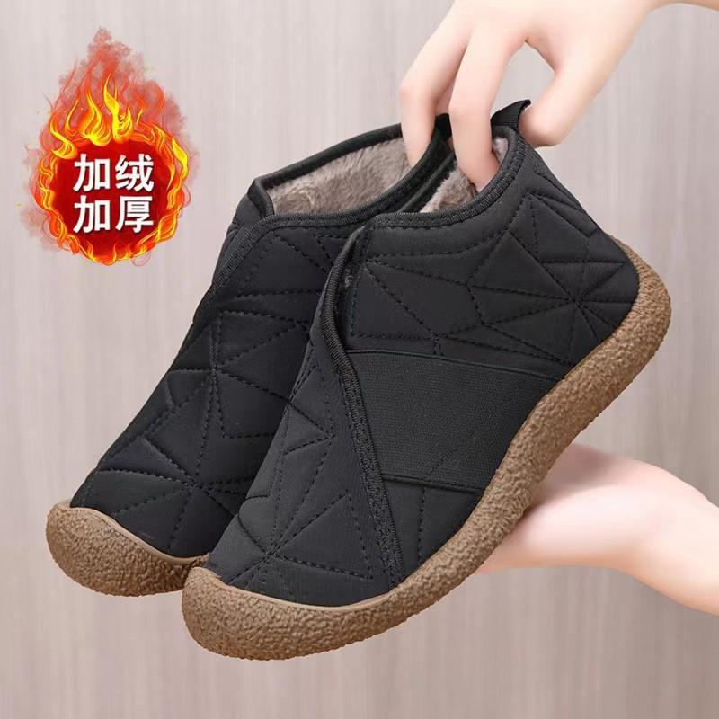 Winter short boots new women's cotton shoes velvet warm snow boots waterproof and non-slip plus size casual one-pedal cotton