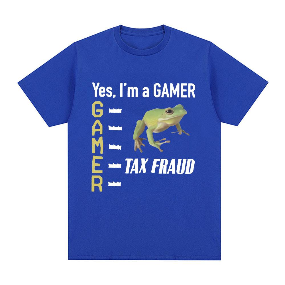 Steuerhinterziehung Gamer Lustiges Frosch Meme T-Shirt Männer Frauen Mode Hip Hop Vintage T-Shirt 100% Baumwolle Lässig Locker Kurzarm T-Shirts
