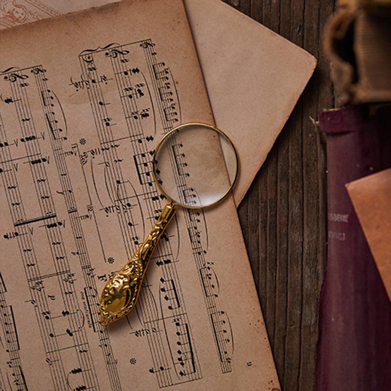 Retro 5X Magnifying Glass Handheld Magnifier Wooden Handle Optical Eye Loupe