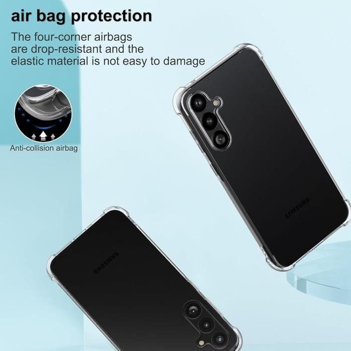 Skyddsskal - BOOLING - för Samsung Galaxy S23 FE - Silikon - Transparent - 4 Förstärkta Hörn - med 2 Härdat Glas