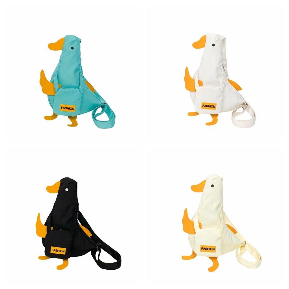 Korean Style Duck Shoulder Bag Canvas Cartoon Chest Bag Creative Funny Duck Crossbody Bag  Girls