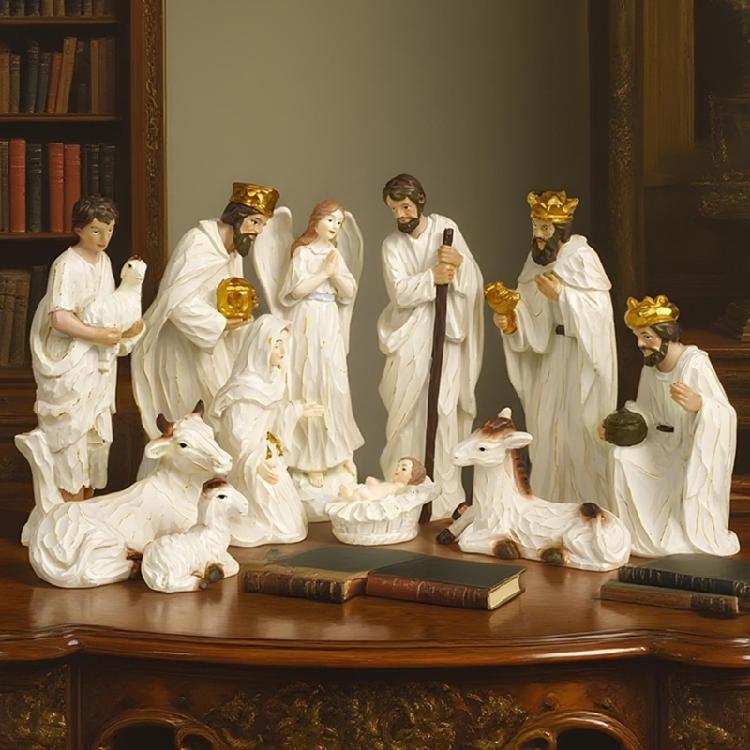 Krippenfiguren Xmases Krippenszenen Statuen Tischdekoration Harz Krippe Heilige Familie Skulpturen Heimdekorationen