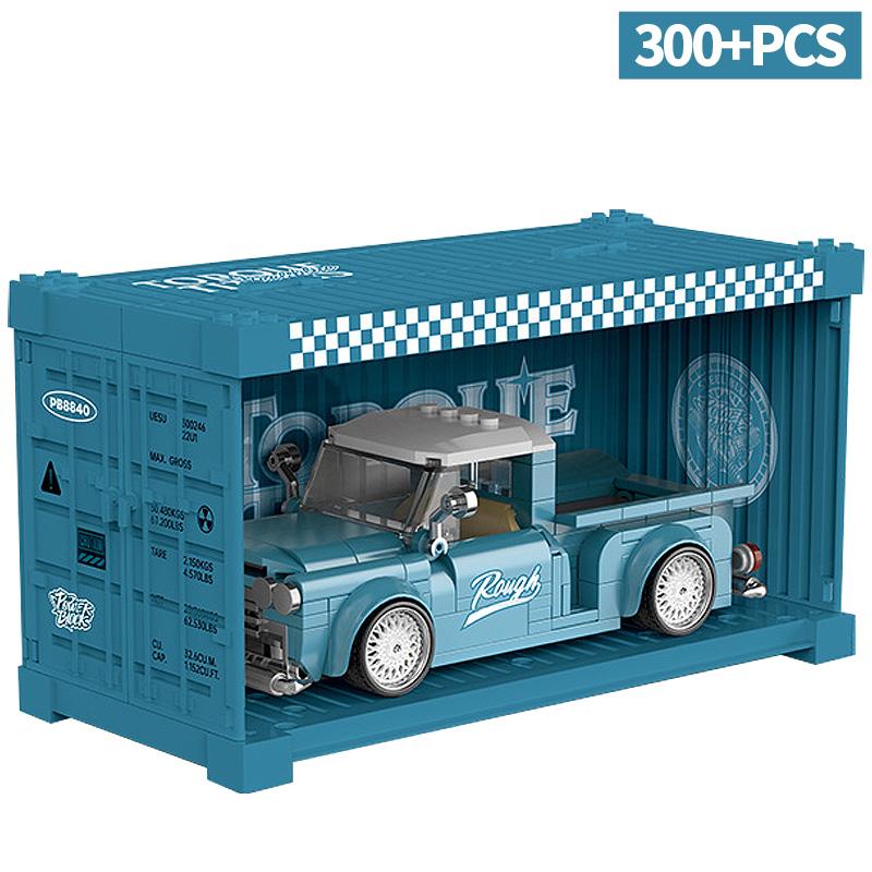 Non-Toxic City Technical Vintage Pickup Truck Car Series Building Blocks Moc Container Trucks Model Bricks Diy Toys For Kids Birthday Gift