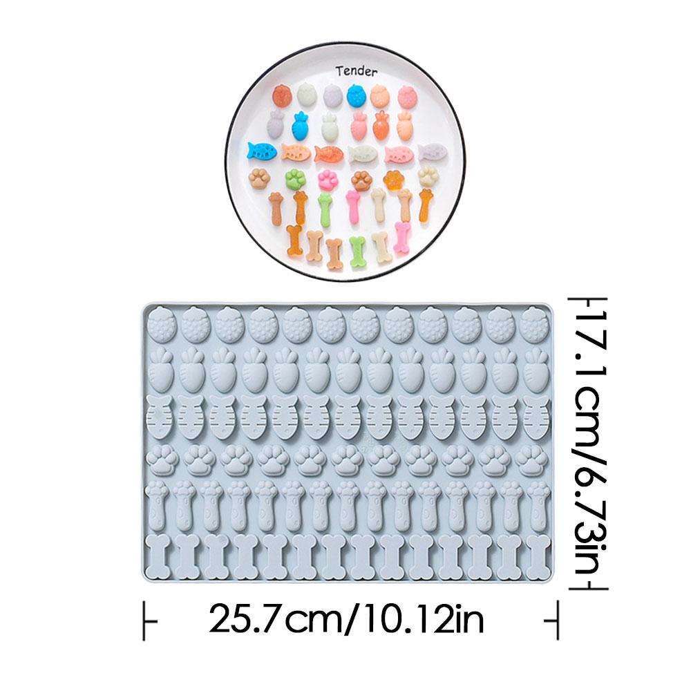 78 Holes Strawberry Chocolate Carrot Jelly Baking Tray Cat Claw Biscuit Silicone Mold Cartoon Puppy Bone Soap Mould Candle Gifts