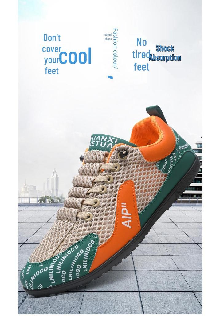 Men's Breathable Mesh Sports Casual Shoes - Soft Sole, Non-Slip, Trendy Summer Driving Sneakers