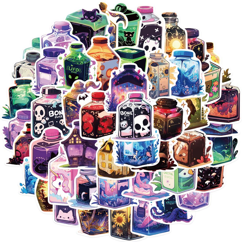 50 Magic Juice Graffiti Stickers Decorate Guitar Notebook Suitcase DIY Waterproof Stickers