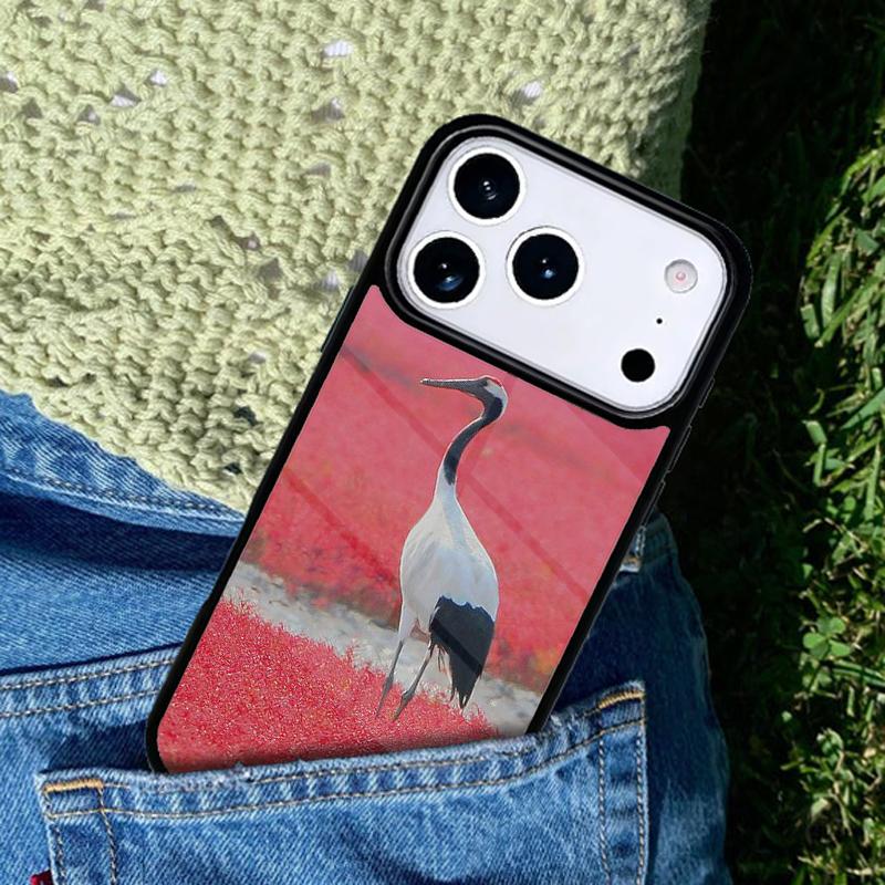Red-crowned Crane Bird Phone Case For iPhone 17 AIR 16 Pro Max 15 14 Pro 11 12 13 Shockproof Silicone Cover