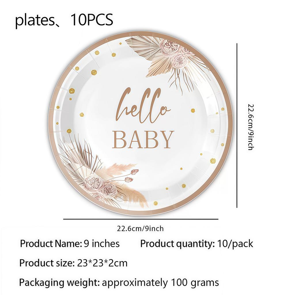 Gender Reveal Party Disposable Tableware Jungle Leaves Baby Napkin Plate Cup Baby Shower Kid Boy Girl Baby Shower Decor Supplies