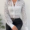 Women's Fashion Casual Solid Color Print Long Sleeve POLO Neck Blouses & Shirts