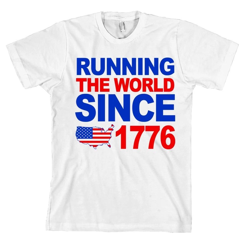 Running The World Since 1776 Bella + Canvas T Shirt USA Merica Patriotic Tee S