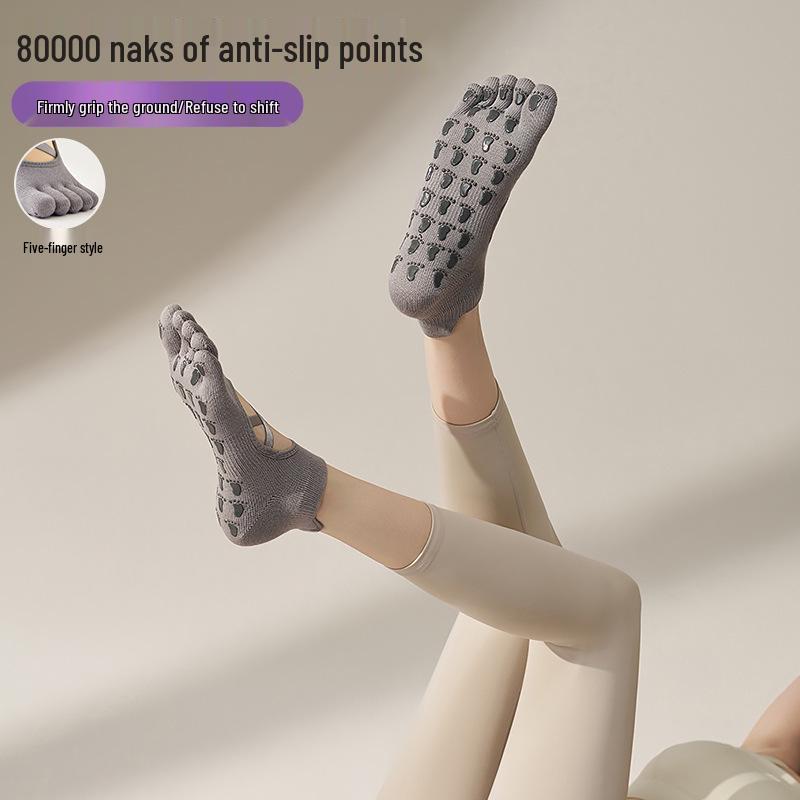 Non-Slip Five-Toe Yoga & Pilates Cotton Socks for Women