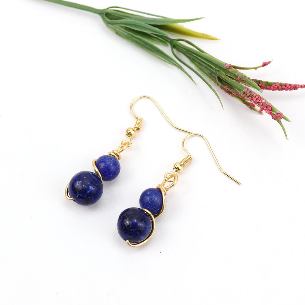 

Tiktok Straight Handmade Gold Crystal Beads Copper Wire Wound Earrings Crystal Beaded Long Temperament Earrings E72