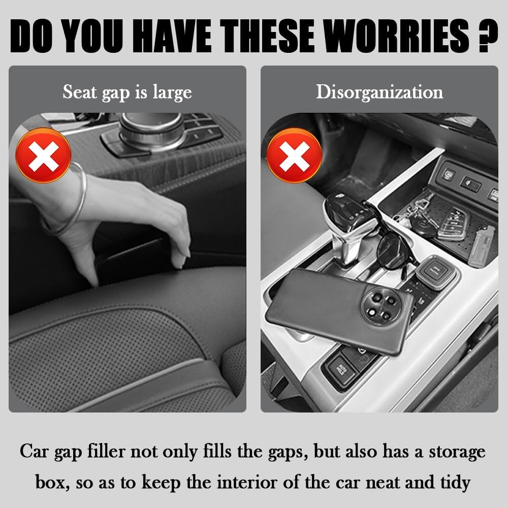 2PCS Upgraded Car Seat Gap Filler,Soft No Drop Seat Guard For Cars With Dual Slot Car Seats Gap Organizer For Storing Items & Filling Gaps,Versatile