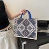 Moda Vento Nazionale Borsa a Mano Grande Capacità Tela Cotone Canapa Spalla Ascella Tote Bag Borsa da Donna
