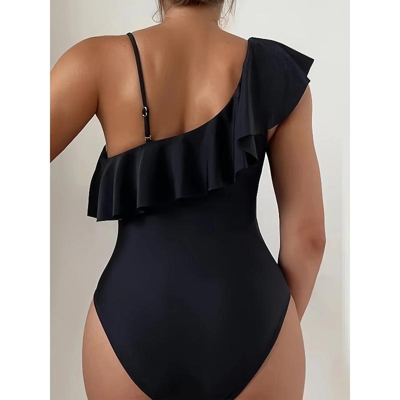 Letní Evropský & Americký Síťovaný Jednodílný Plavky s Volánky a Výřezy | Dámské Jednodílné Plavky, Romantický Styl pro Dovolenou u Moře, Letní Dovolená na Plážové Vile