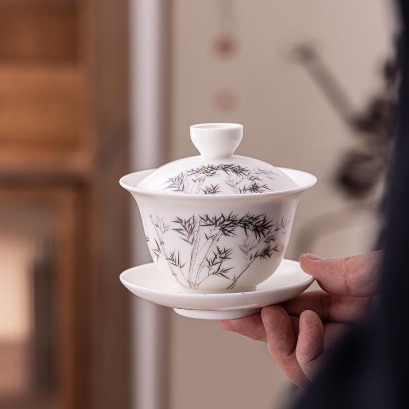 Vintage Bai Ru kiln tea set set, matte office gaiwan, tea cup, tea brewing set, business gift available