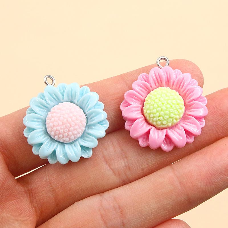 26x28mm Resin Daisy Sunflower Charms In 7 Colors - DIY Bag & Phone Accessories