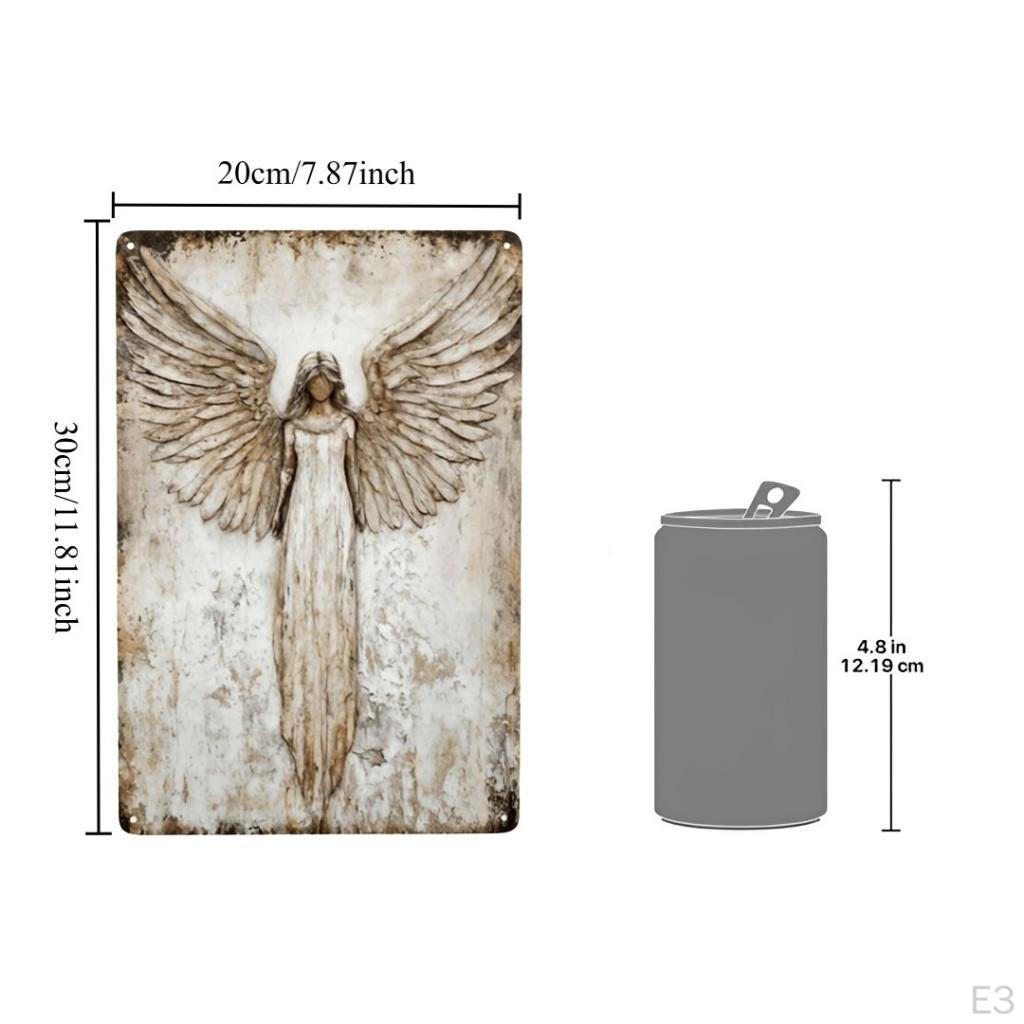 Angel Wall Artwork for Decoration PVC MDF Faux Metal Finish Elegant Rustic Plaque Hanging