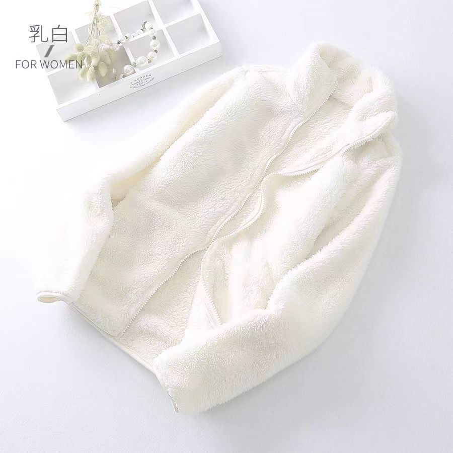 Fleece Jacket Women's Double-sided Fleece Clothes Autumn and Winter Large Size Warm Thickened Warm Coral Fleece Loose Coat