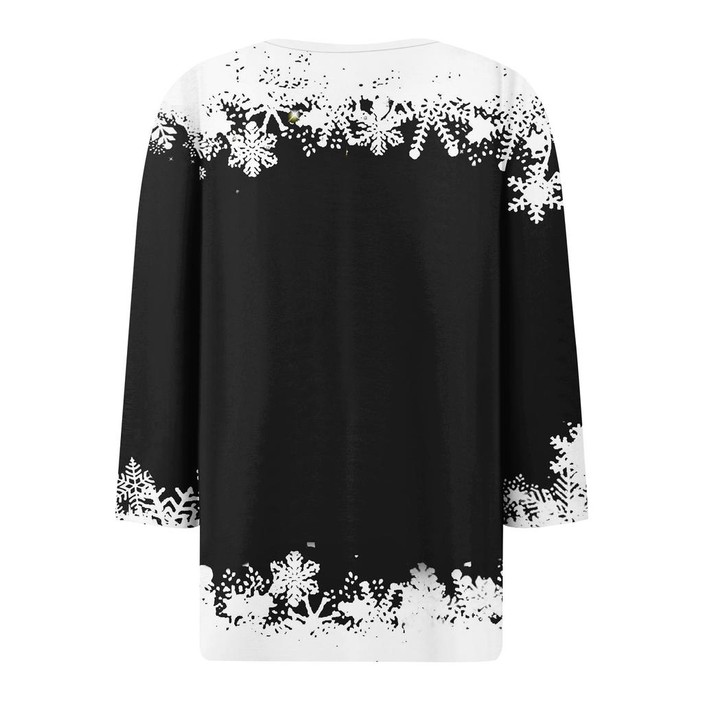 Жіночий модний повсякденний топ з V-подібним вирізом і квітковим принтом з рукавом три чверті