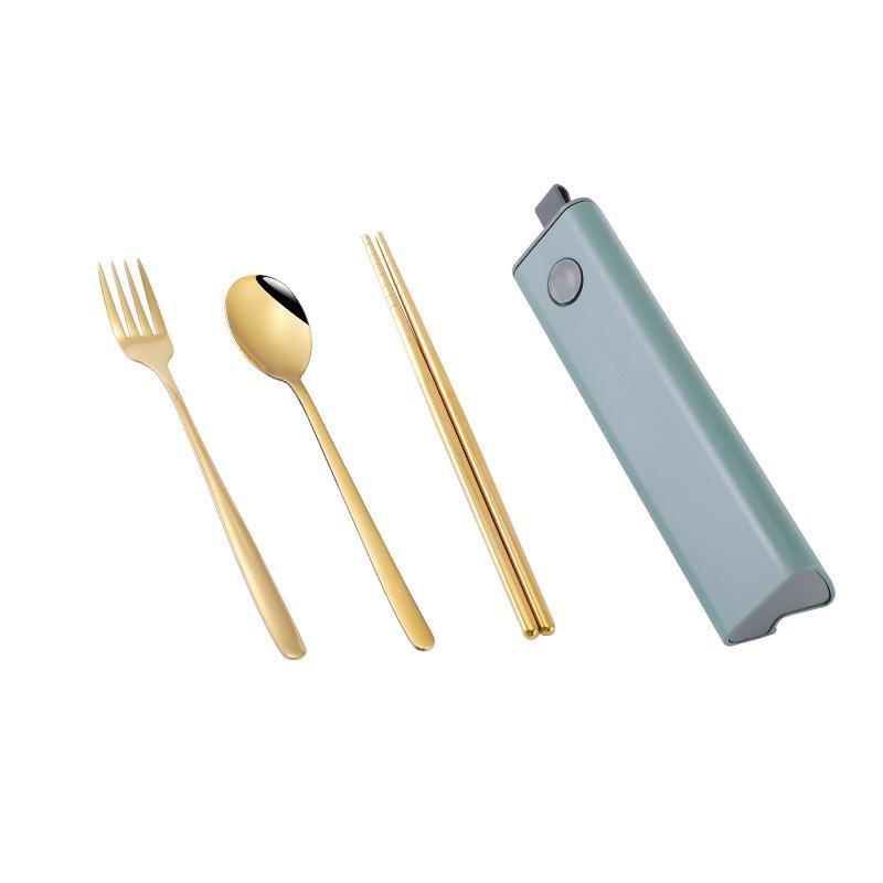304 Stainless Steel Spoon Fork Chopsticks Cutlery Set Portable Dinnerware Kit Lunch Tableware with Box Travel Kitchen Accessories