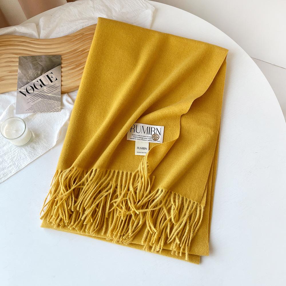 Solid color imitation cashmere scarf women's metal standard shawl women's high-grade relaxation camel-colored warm scarf
