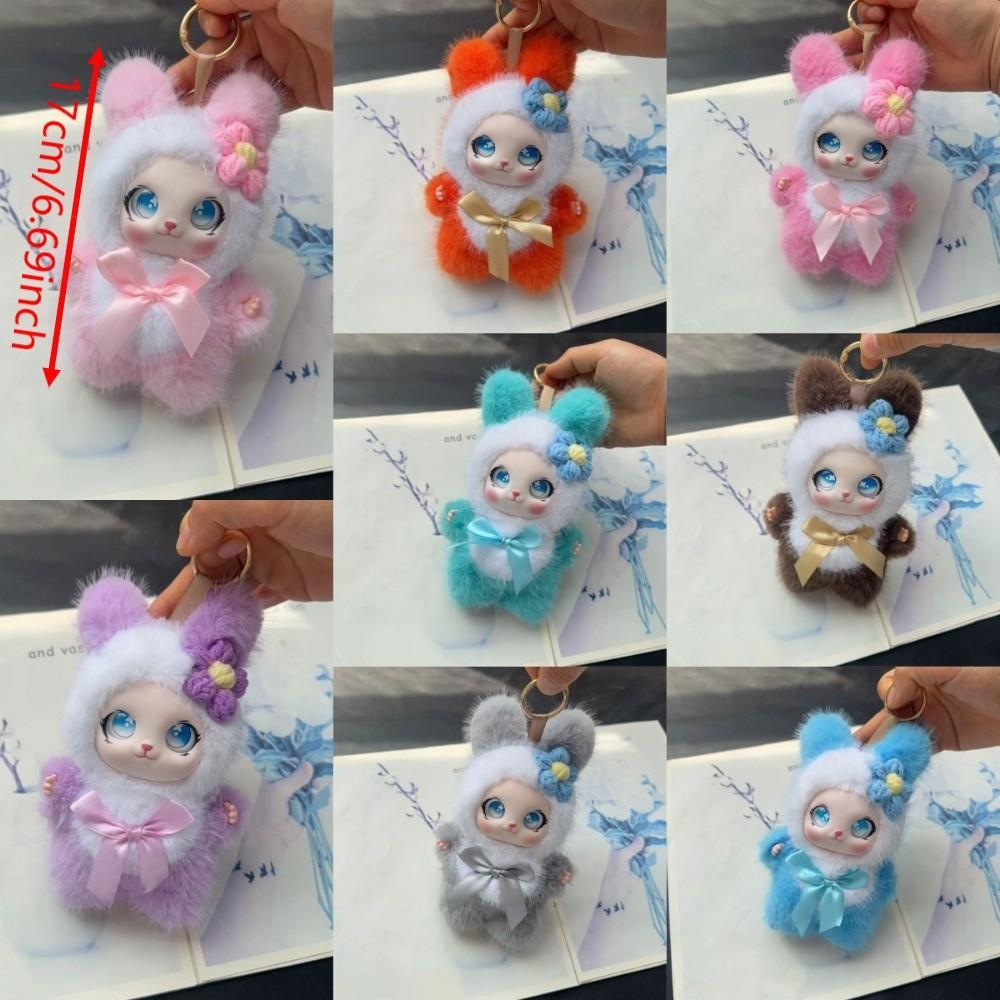 Ornaments Rabbit Doll Figures Big Ear with Flower Bunny Plush Doll Pendant Lady/Girls